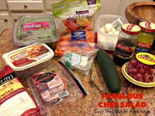 Fabulous Chef Salad | Can't Stay Out of the Kitchen | this amazing high protein #salad includes #turkey, #ham, hard-boiled #eggs & lots of veggies with a delicious homemade #saladdressing. It's one of our favorites. #glutenfree