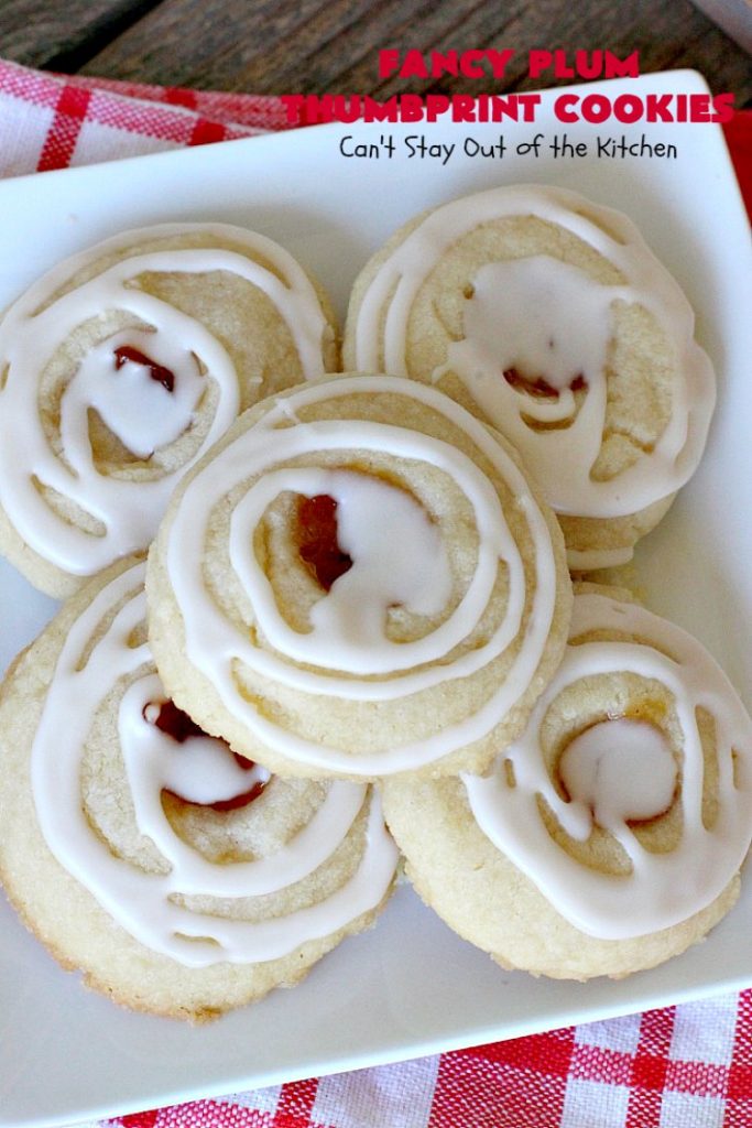 Fancy Plum Thumbprint Cookies | Can't Stay Out of the Kitchen | marvelous #cookie for any kind of #holiday, backyard BBQ, potluck or family reunion. #dessert