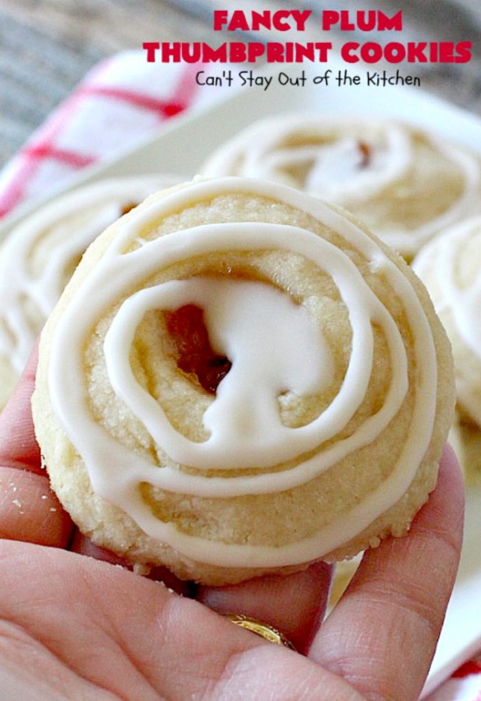 Fancy Plum Thumbprint Cookies | Can't Stay Out of the Kitchen | marvelous #cookie for any kind of #holiday, backyard BBQ, potluck or family reunion. #dessert