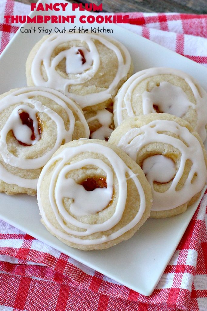 Fancy Plum Thumbprint Cookies | Can't Stay Out of the Kitchen | marvelous #cookie for any kind of #holiday, backyard BBQ, potluck or family reunion. #dessert