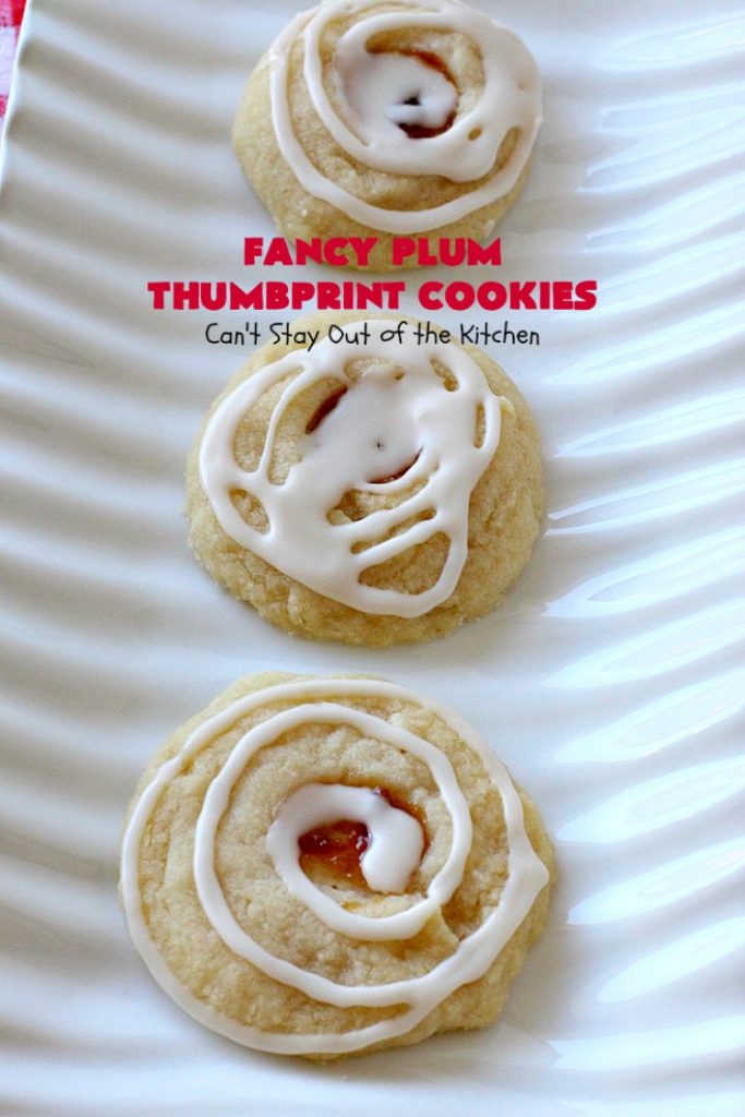 Fancy Plum Thumbprint Cookies | Can't Stay Out of the Kitchen | marvelous #cookie for any kind of #holiday, backyard BBQ, potluck or family reunion. #dessert