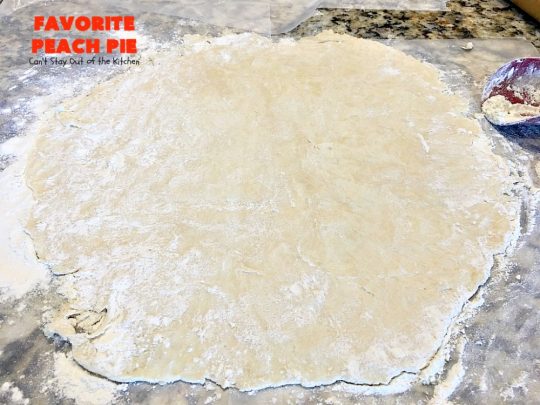 Favorite Peach Pie | Can't Stay Out of the Kitchen | this amazing #peachpie is filled with fresh #peaches & #cinnamon. Provides step-by-step directions for making homemade #piecrust. Terrific summer #dessert