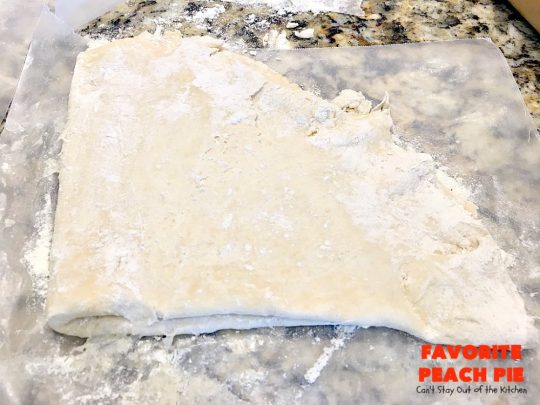 Favorite Peach Pie | Can't Stay Out of the Kitchen | this amazing #peachpie is filled with fresh #peaches & #cinnamon. Provides step-by-step directions for making homemade #piecrust. Terrific summer #dessert