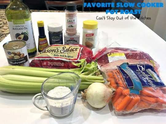 Favorite Slow Cooker Pot Roast | Can't Stay Out of the Kitchen | this family favorite #recipe always gets rave reviews whenever we make it. The #gravy is wonderful. If you enjoy #PotRoast this easy #SlowCooker version is perfect for you! #potatoes #carrots #mushrooms #beef #FavoriteSlowCookerPotRoast