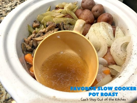 Favorite Slow Cooker Pot Roast | Can't Stay Out of the Kitchen | this family favorite #recipe always gets rave reviews whenever we make it. The #gravy is wonderful. If you enjoy #PotRoast this easy #SlowCooker version is perfect for you! #potatoes #carrots #mushrooms #beef #FavoriteSlowCookerPotRoast