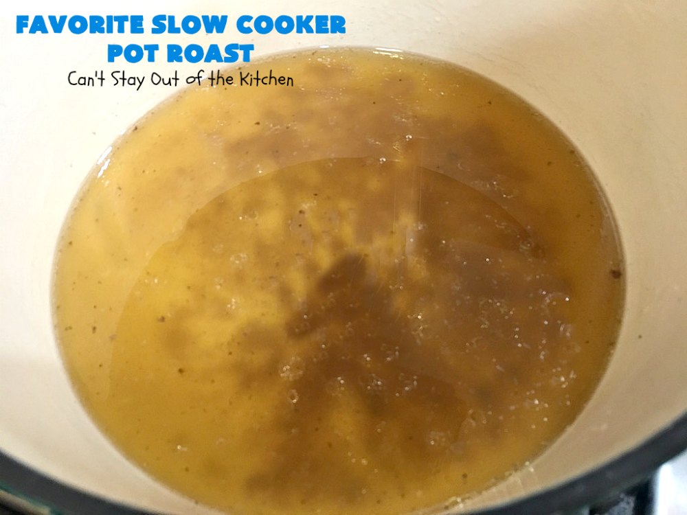 Favorite Slow Cooker Pot Roast | Can't Stay Out of the Kitchen | this family favorite #recipe always gets rave reviews whenever we make it. The #gravy is wonderful. If you enjoy #PotRoast this easy #SlowCooker version is perfect for you! #potatoes #carrots #mushrooms #beef #FavoriteSlowCookerPotRoast