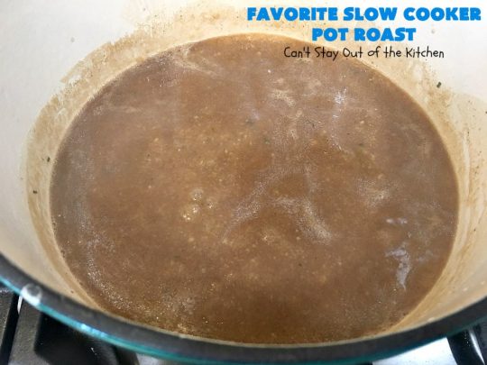 Favorite Slow Cooker Pot Roast | Can't Stay Out of the Kitchen | this family favorite #recipe always gets rave reviews whenever we make it. The #gravy is wonderful. If you enjoy #PotRoast this easy #SlowCooker version is perfect for you! #potatoes #carrots #mushrooms #beef #FavoriteSlowCookerPotRoast