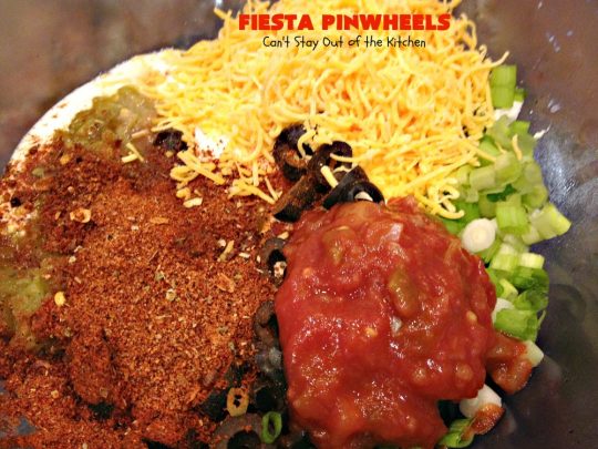 Fiesta Pinwheels | Can't Stay Out of the Kitchen | these fantastic #TexMex #Pinwheels are the perfect #appetizer for game days, #tailgating parties or potlucks. They're easy to make too. #CincoDeMayo #tortillas