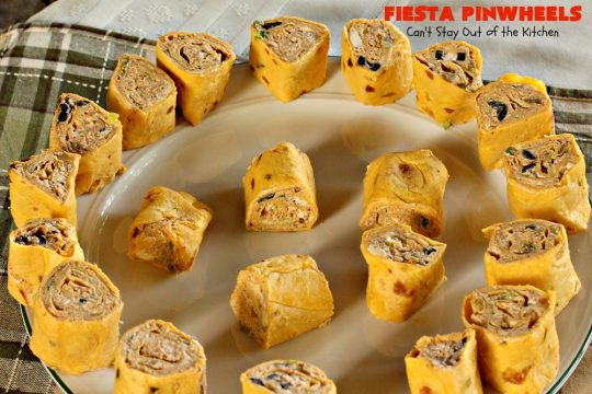Fiesta Pinwheels | Can't Stay Out of the Kitchen | these fantastic #TexMex #Pinwheels are the perfect #appetizer for game days, #tailgating parties or potlucks. They're easy to make too. #CincoDeMayo #tortillas