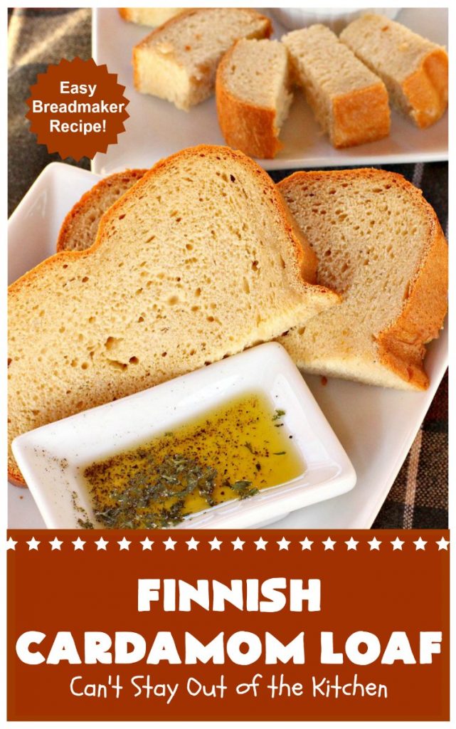 Finnish Cardamom Loaf | Can't Stay Out of the Kitchen | this fantastic home-baked #bread is so easy since it's made in the #breadmaker. Perfect for #breakfast or as a side for soup, chili or other comfort food meals. #cardamom #Finnish #Finland #FinnishCardamomLoaf #HomemadeBread