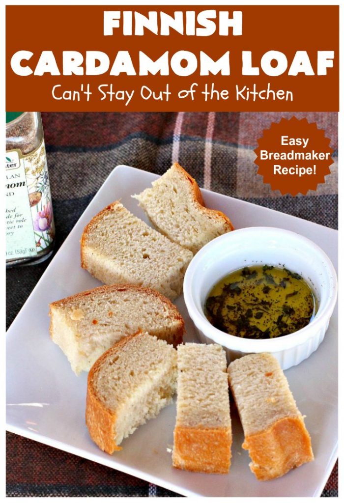 Finnish Cardamom Loaf | Can't Stay Out of the Kitchen | this fantastic home-baked #bread is so easy since it's made in the #breadmaker. Perfect for #breakfast or as a side for soup, chili or other comfort food meals. #cardamom #Finnish #Finland #FinnishCardamomLoaf #HomemadeBread
