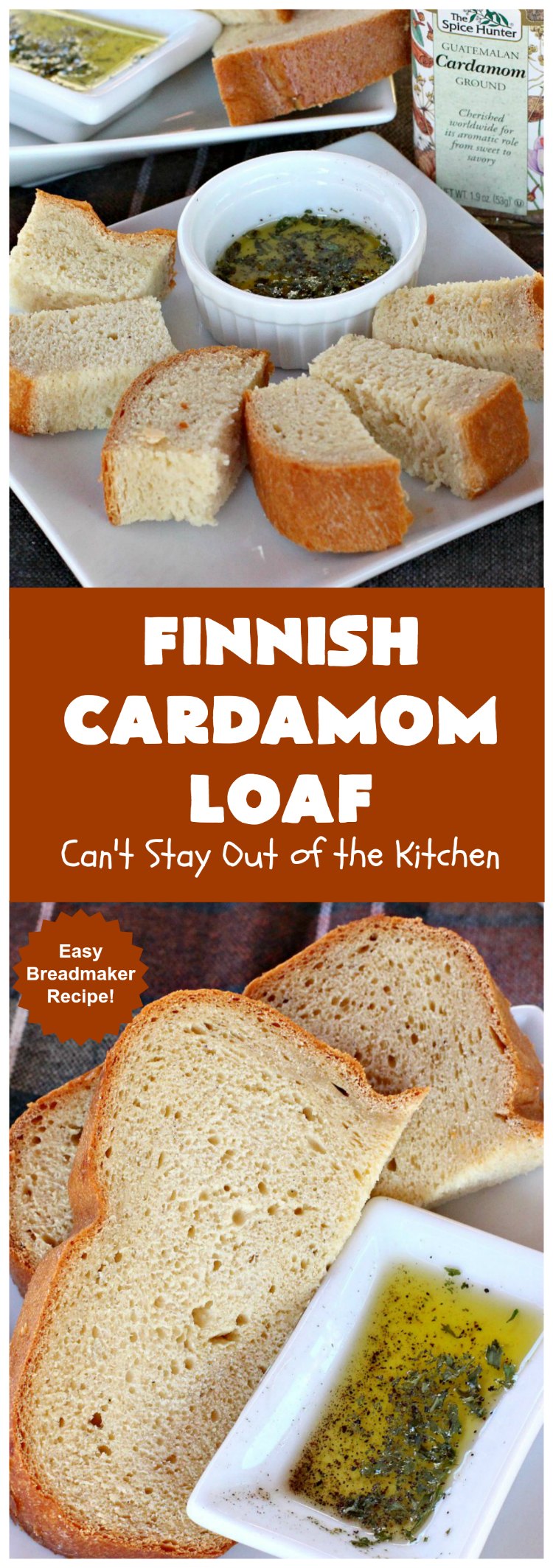 Finnish Cardamom Loaf | Can't Stay Out of the Kitchen | this fantastic home-baked #bread is so easy since it's made in the #breadmaker. Perfect for #breakfast or as a side for soup, chili or other comfort food meals. #cardamom #Finnish #Finland #FinnishCardamomLoaf #HomemadeBread