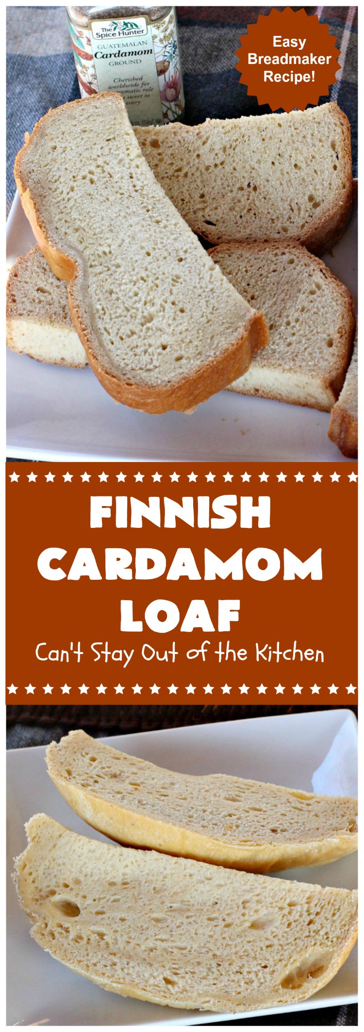 Finnish Cardamom Loaf | Can't Stay Out of the Kitchen | this fantastic home-baked #bread is so easy since it's made in the #breadmaker. Perfect for #breakfast or as a side for soup, chili or other comfort food meals. #cardamom #Finnish #Finland #FinnishCardamomLoaf #HomemadeBread