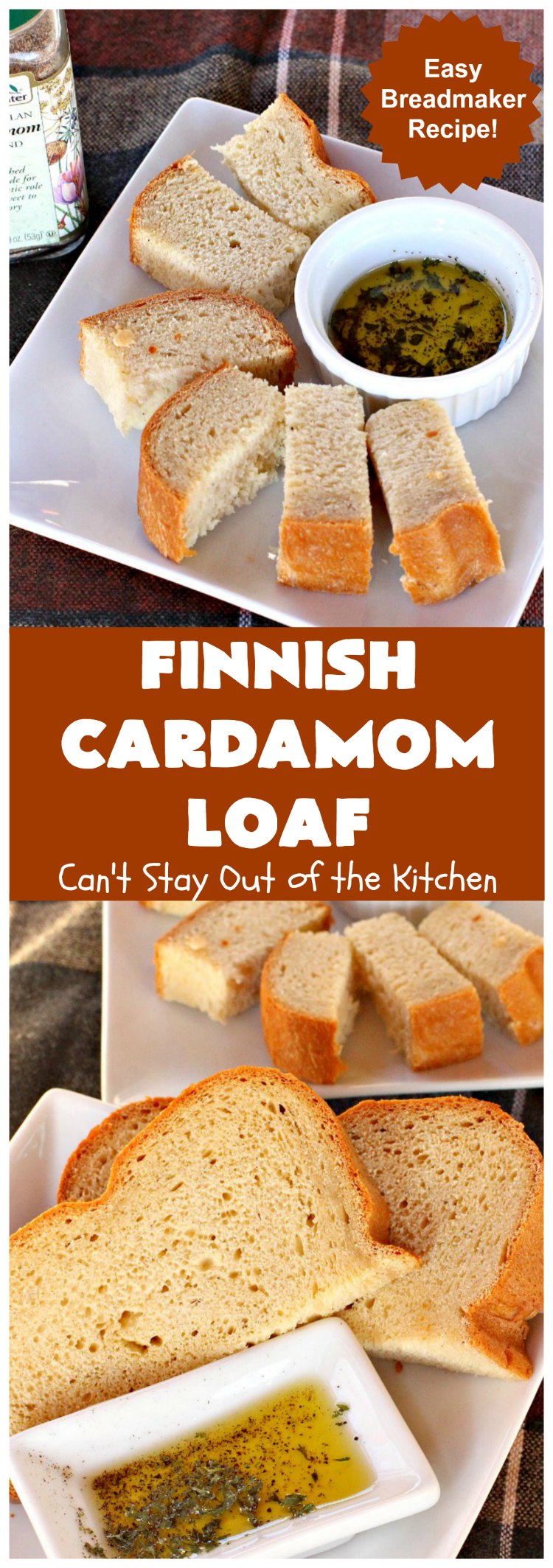 Finnish Cardamom Loaf | Can't Stay Out of the Kitchen | this fantastic home-baked #bread is so easy since it's made in the #breadmaker. Perfect for #breakfast or as a side for soup, chili or other comfort food meals. #cardamom #Finnish #Finland #FinnishCardamomLoaf #HomemadeBread