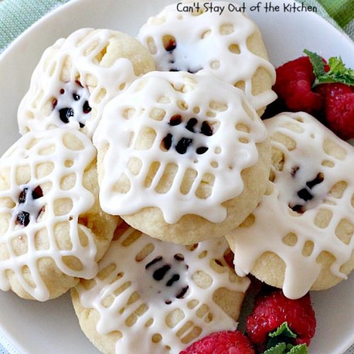 Four Berry Thumbprint Cookies | Can't Stay Out of the Kitchen | these fantastic #cookies are made with #raspberry, #cherry #blackberry & #strawberry jam. Perfect for any #holiday, potluck or family reunion. #dessert