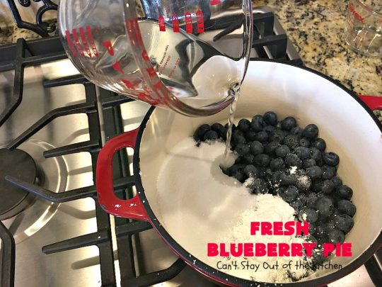 Fresh Blueberry Pie | Can't Stay Out of the Kitchen | this amazing #blueberrypie #recipe can be made in about 15-20 minutes! It's terrific for company or #holidays like #FathersDay or #FourthofJuly. Our company raved over this delicious #pie. #dessert