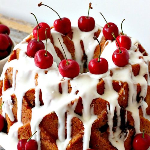 Fresh Cherry Coffeecake | Can't Stay Out of the Kitchen | this heavenly #coffeecake is perfect for #holiday, company or family #breakfasts or for #dessert. It tastes absolutely amazing. #cherries
