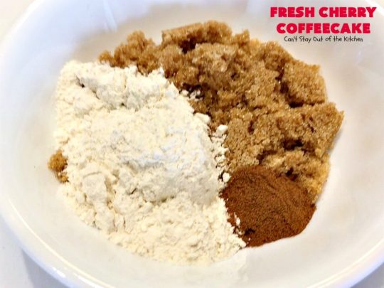 Fresh Cherry Coffeecake | Can't Stay Out of the Kitchen | this heavenly #coffeecake is perfect for #holiday, company or family #breakfasts or for #dessert. It tastes absolutely amazing. #cherries