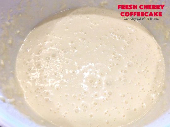 Fresh Cherry Coffeecake | Can't Stay Out of the Kitchen | this heavenly #coffeecake is perfect for #holiday, company or family #breakfasts or for #dessert. It tastes absolutely amazing. #cherries