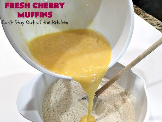Fresh Cherry Muffins | Can't Stay Out of the Kitchen | these luscious #cherry #muffins are out of this world! They're terrific for a #holiday #breakfast. Every bite will have you drooling! #cherrymuffins #holidaybreakfast