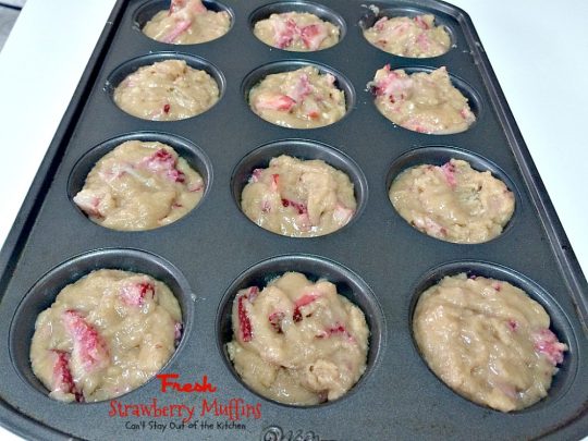 Fresh Strawberry Muffins | Can't Stay Out of the Kitchen | these lovely #muffins are so quick and easy to make. They're a great #holiday favorite, but something you can whip up any time of the year. #strawberries