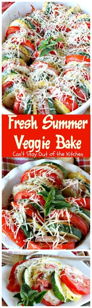 Fresh Summer Veggie Bake | Can't Stay Out of the Kitchen | this delicious #vegetable Tian is incredibly tasty & easy to make. It's also healthy, low calorie & #glutenfree. #zucchini #tomatoes #parmesancheese