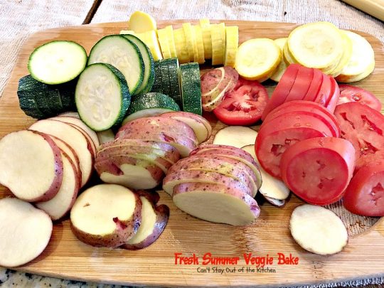 Fresh Summer Veggie Bake | Can't Stay Out of the Kitchen | this delicious #vegetable Tian is incredibly tasty & easy to make. It's also healthy, low calorie & #glutenfree. #zucchini #tomatoes #parmesancheese
