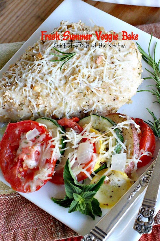 Fresh Summer Veggie Bake | Can't Stay Out of the Kitchen | this delicious #vegetable Tian is incredibly tasty & easy to make. It's also healthy, low calorie & #glutenfree. #zucchini #tomatoes #parmesancheese