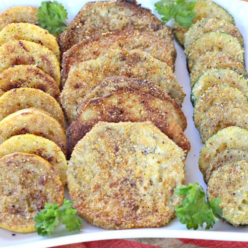 Fried Eggplant, Yellow Squash or Zucchini | Can't Stay Out of the Kitchen | this easy 3-ingredient #recipe is our favorite way to enjoy #zucchini, #YellowSquash or #Eggplant. #Squash #GlutenFree #FriedEggplantYellowSquashOrZucchini