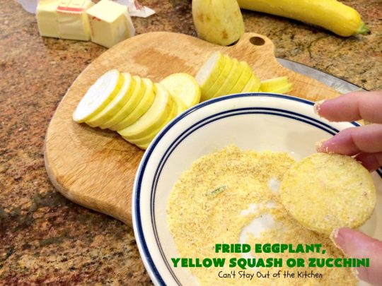 Fried Eggplant, Yellow Squash or Zucchini | Can't Stay Out of the Kitchen | this easy 3-ingredient #recipe is our favorite way to enjoy #zucchini, #YellowSquash or #Eggplant. #Squash #GlutenFree #FriedEggplantYellowSquashOrZucchini