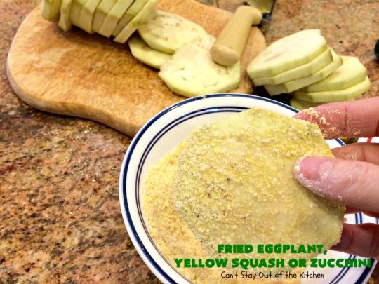 Fried Eggplant, Yellow Squash or Zucchini | Can't Stay Out of the Kitchen | this easy 3-ingredient #recipe is our favorite way to enjoy #zucchini, #YellowSquash or #Eggplant. #Squash #GlutenFree #FriedEggplantYellowSquashOrZucchini