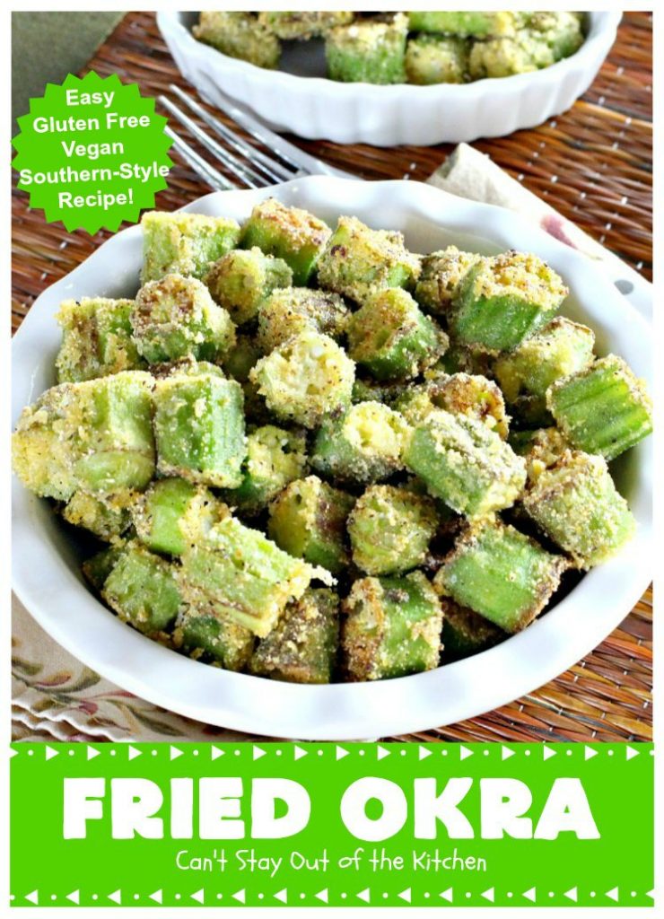 Fried Okra | Can't Stay Out of the Kitchen | this fantastic #Southern-style indulgence is a terrific side dish for steak, chicken or pork chops. This pan-fried version is #Vegan, #GlutenFree & incredibly easy. #FriedOkra #SideDish