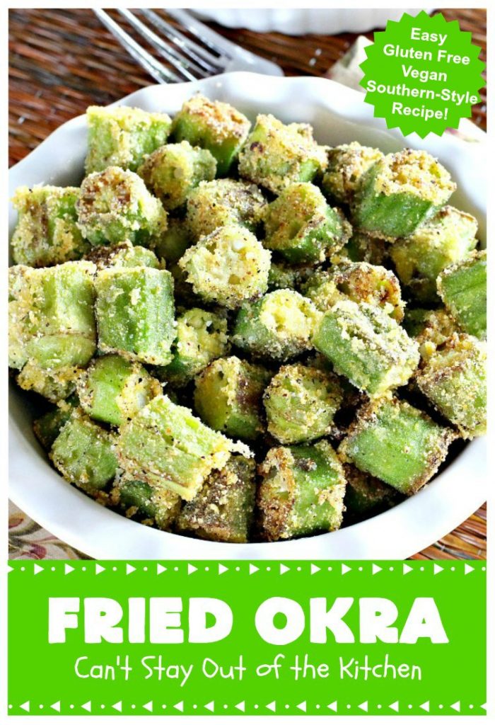 Fried Okra | Can't Stay Out of the Kitchen | this fantastic #Southern-style indulgence is a terrific side dish for steak, chicken or pork chops. This pan-fried version is #Vegan, #GlutenFree & incredibly easy. #FriedOkra #SideDish