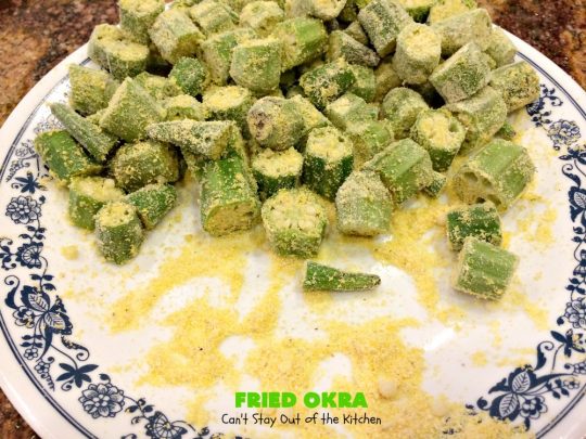 Fried Okra | Can't Stay Out of the Kitchen | this fantastic #Southern-style indulgence is a terrific side dish for steak, chicken or pork chops. This pan-fried version is #Vegan, #GlutenFree & incredibly easy. #FriedOkra #SideDish