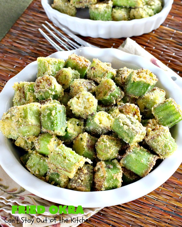 Fried Okra | Can't Stay Out of the Kitchen | this fantastic #Southern-style indulgence is a terrific side dish for steak, chicken or pork chops. This pan-fried version is #Vegan, #GlutenFree & incredibly easy. #FriedOkra #SideDish