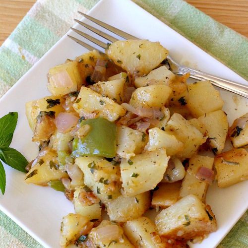 Fried Potatoes | Can't Stay Out of the Kitchen | everyone loves my Grandma's old-fashioned #recipe for #FriedPotatoes. While these #potatoes are great as a #SideDish, we usually serve them for #Breakfast. Wake your family up with this side dish for #Thanksgiving or #Christmas morning and everyone will be licking their chops. Amazing comfort food. #GlutenFree