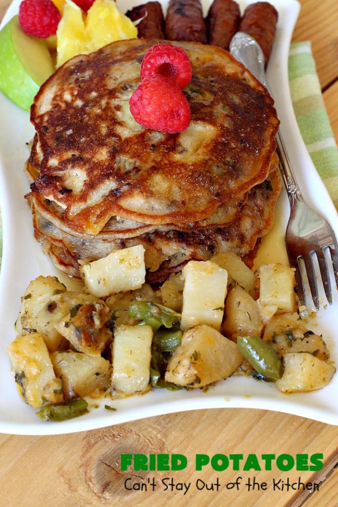 Fried Potatoes | Can't Stay Out of the Kitchen | everyone loves my Grandma's old-fashioned #recipe for #FriedPotatoes. While these #potatoes are great as a #SideDish, we usually serve them for #Breakfast. Wake your family up with this side dish for #Thanksgiving or #Christmas morning and everyone will be licking their chops. Amazing comfort food. #GlutenFree