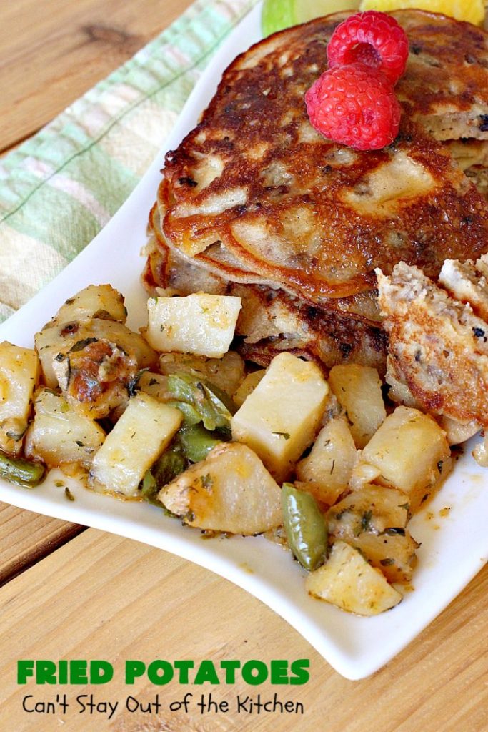 Fried Potatoes | Can't Stay Out of the Kitchen | everyone loves my Grandma's old-fashioned #recipe for #FriedPotatoes. While these #potatoes are great as a #SideDish, we usually serve them for #Breakfast. Wake your family up with this side dish for #Thanksgiving or #Christmas morning and everyone will be licking their chops. Amazing comfort food. #GlutenFree