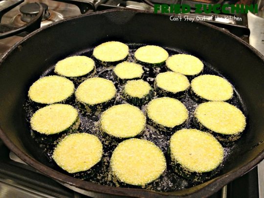 Fried Zucchini | Can't Stay Out of the Kitchen | this is the most delicious way to serve #zucchini. It's quick & easy & absolutely mouthwatering. #GlutenFree #SideDish #FriedZucchini #GlutenFreeSideDish #Southern #cornmeal #SouthernSideDish