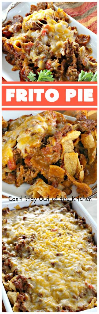 Frito Pie | Can't Stay Out of the Kitchen | this easy 6-ingredient #recipe is absolutely terrific. The casserole has #TexMex flavors with layers of #beef mixed with #chili, #Fritos & lots of #cheese. #glutenfree #CincoDeMayo