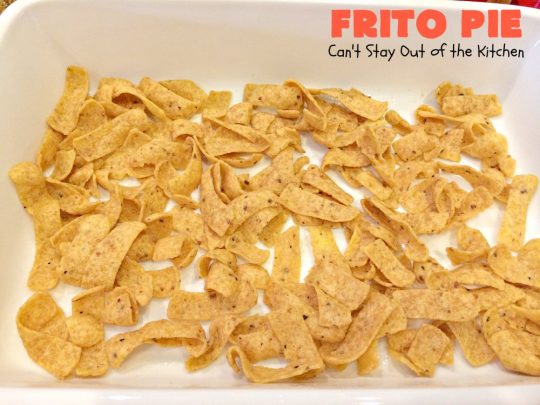 Frito Pie | Can't Stay Out of the Kitchen | this easy 6-ingredient #recipe is absolutely terrific. The casserole has #TexMex flavors with layers of #beef mixed with #chili, #Fritos & lots of #cheese. #glutenfree #CincoDeMayo