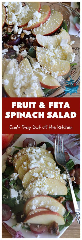 Fruit and Feta Spinach Salad | Can't Stay Out of the Kitchen
