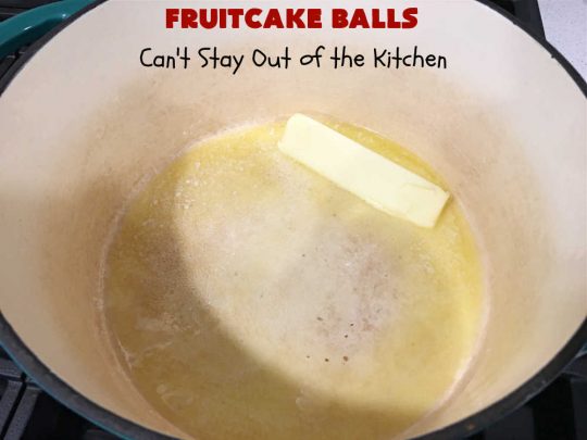 Fruitcake Balls | Can't Stay Out of the Kitchen | these lovely #cookies include #fruitcake mix, #pecans #RiceKrispies & #coconut. They're fantastic for #holiday #baking, #tailgating parties & a #ChristmasCookieExchange. This is a mouthwatering & irresistible #GlutenFree #dessert #ChristmasDessert #HolidayDessert #FruitcakeDessert #ParadiseCandiedFruit #ParadiseFruitCompany #FruitcakeBalls