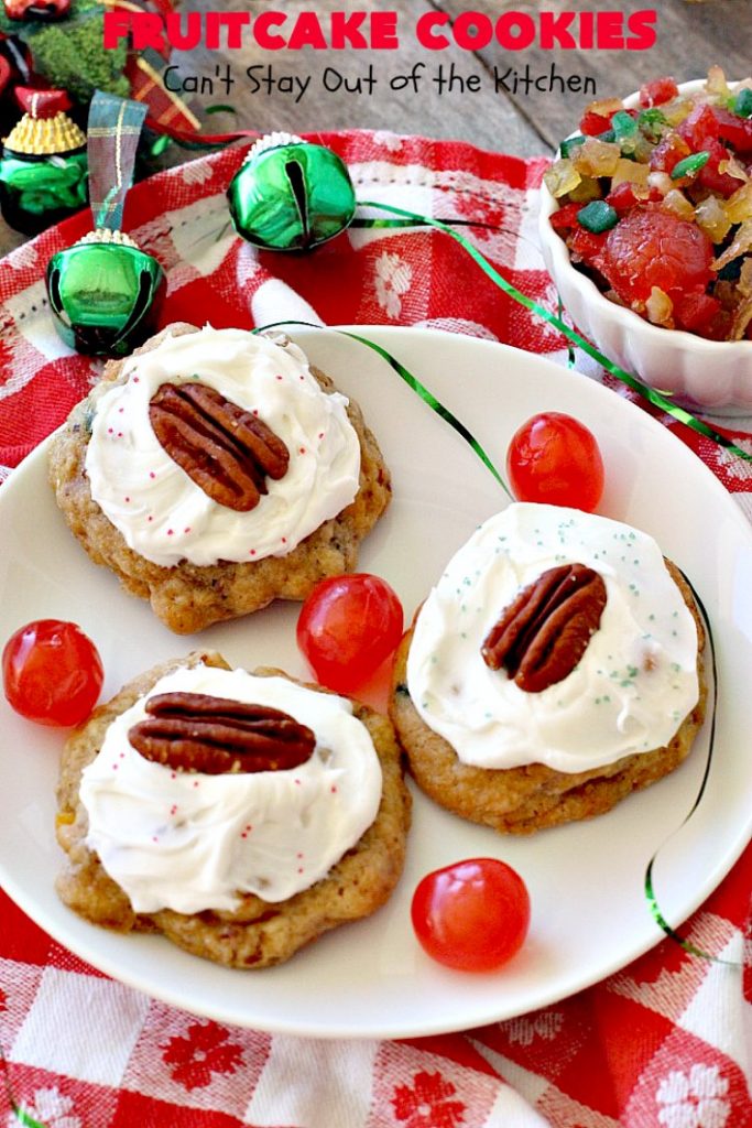 Fruitcake Cookies | Can't Stay Out of the Kitchen | we couldn't believe how fantastic these #Christmas #cookies were. They're great for #holiday baking. #cherries #apricots #fruitcake #dessert