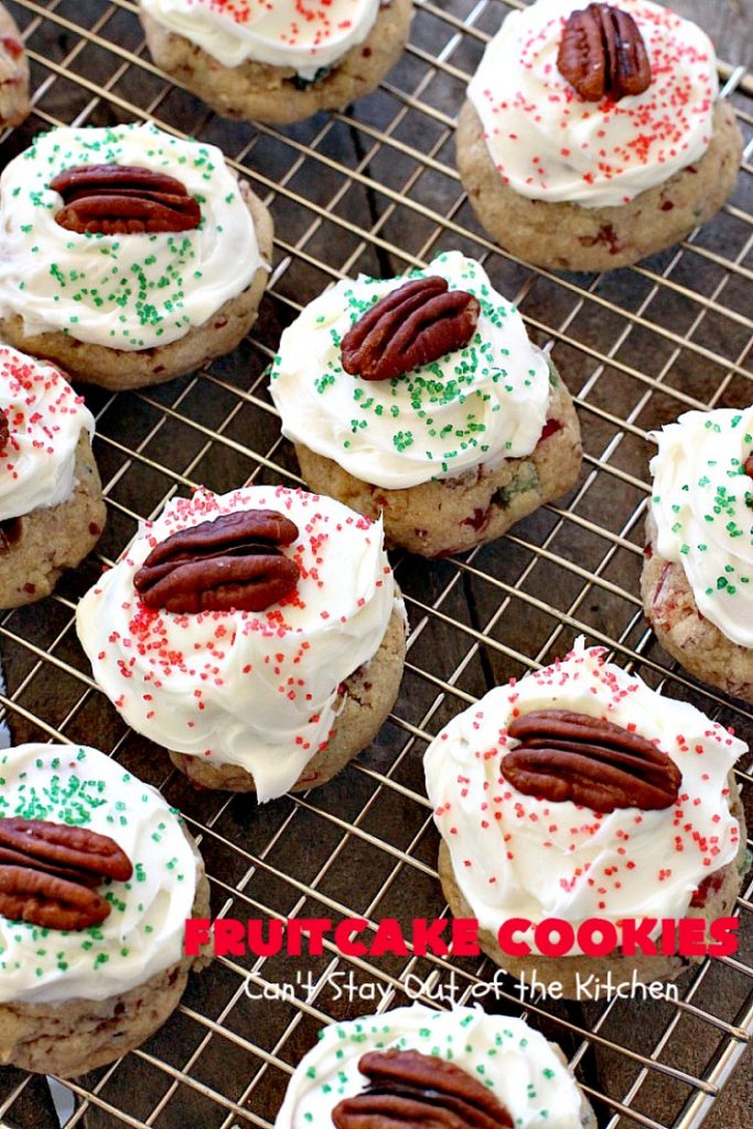 Fruitcake Cookies | Can't Stay Out of the Kitchen | we couldn't believe how fantastic these #Christmas #cookies were. They're great for #holiday baking. #cherries #apricots #fruitcake #dessert