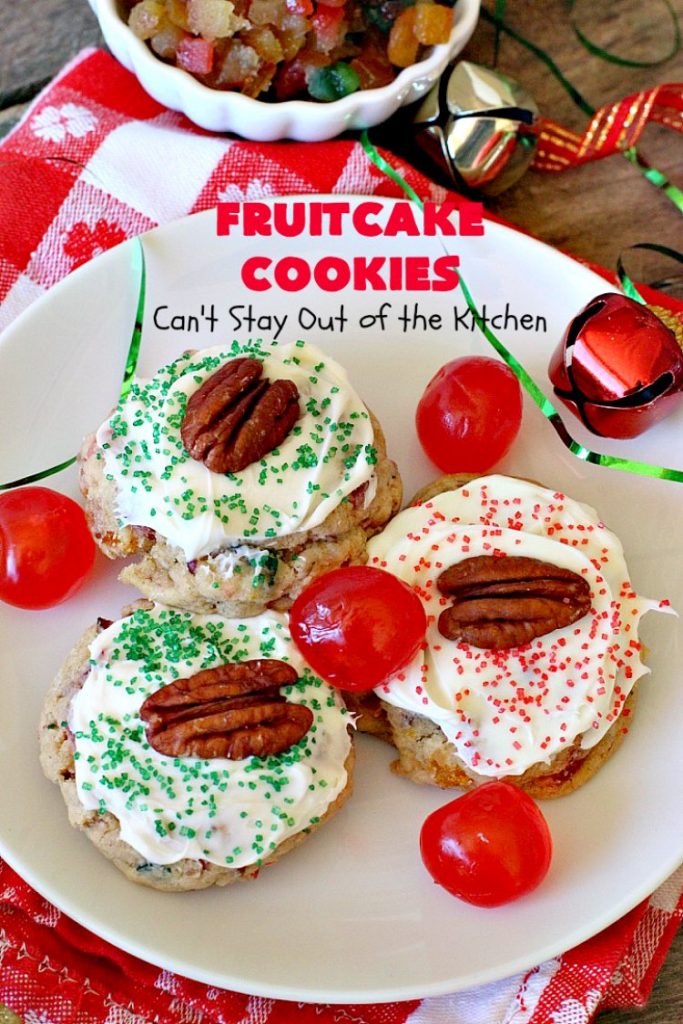 Fruitcake Cookies | Can't Stay Out of the Kitchen | we couldn't believe how fantastic these #Christmas #cookies were. They're great for #holiday baking. #cherries #apricots #fruitcake #dessert
