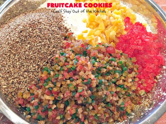 Fruitcake Cookies | Can't Stay Out of the Kitchen | we couldn't believe how fantastic these #Christmas #cookies were. They're great for #holiday baking. #cherries #apricots #fruitcake #dessert