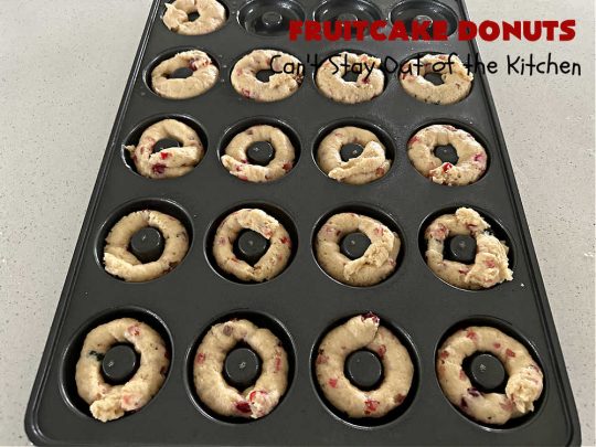 Fruitcake Donuts | Can't Stay Out of the Kitchen | #FruitcakeDonuts are divine! These heavenly #donuts are filled with #fruitcake mix & laced with #AlmondExtract which greatly increases the flavor. #Almond icing & #RainbowSprinkles amp up the flavors even more! Perfect for #Thanksgiving or #Christmas #breakfast or #brunch. #CandiedCherries #CandiedPineapple #ParadiseFruit #HolidayBreakfast #holiday