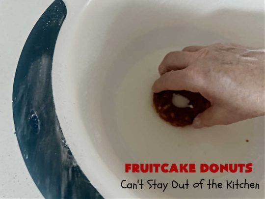 Fruitcake Donuts | Can't Stay Out of the Kitchen | #FruitcakeDonuts are divine! These heavenly #donuts are filled with #fruitcake mix & laced with #AlmondExtract which greatly increases the flavor. #Almond icing & #RainbowSprinkles amp up the flavors even more! Perfect for #Thanksgiving or #Christmas #breakfast or #brunch. #CandiedCherries #CandiedPineapple #ParadiseFruit #HolidayBreakfast #holiday