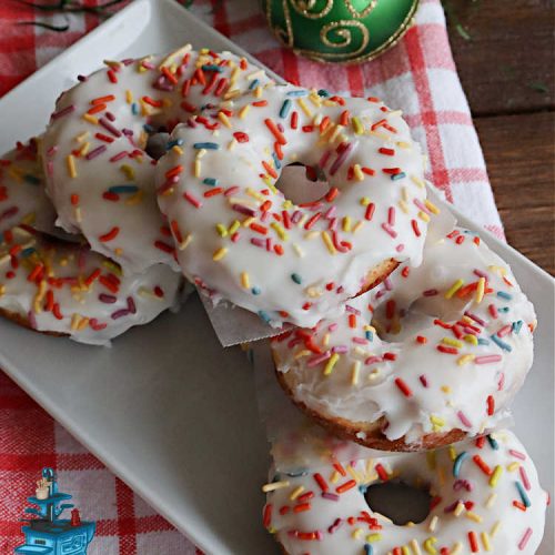 Fruitcake Donuts | Can't Stay Out of the Kitchen | #FruitcakeDonuts are divine! These heavenly #donuts are filled with #fruitcake mix & laced with #AlmondExtract which greatly increases the flavor. #Almond icing & #RainbowSprinkles amp up the flavors even more! Perfect for #Thanksgiving or #Christmas #breakfast or #brunch. #CandiedCherries #CandiedPineapple #ParadiseFruit #HolidayBreakfast #holiday